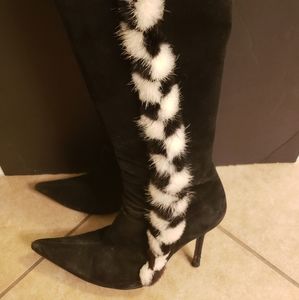 Escada black suede boots